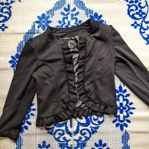 Vintage Black Ruffle Trim Blazer Jacket from First Option Petites